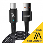 Essager 7A USB C kabelis 100 W USB tipo C laidas greito įkrovimo laidas C tipas skirtas Huawei P40 Pro Honor 70 Pro greito įkrovimo duomenų laidui 1m juoda