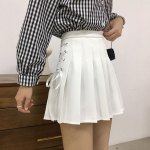 Pavasario vasaros &scaron;ortai Moteri&scaron;kas sijonas auk&scaron;tu juosmeniu Seksualūs mini sijonai mergaitėms Mokyklinis trumpas klostuotas Kawaii japoni&scaron;kas sijonas XXXL balta