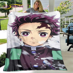 Anime animacinių filmų demonų žudiko antklodė, flanelinė antklodė i&scaron;metimo antklodė, &scaron;erpa &scaron;ilta vaikų antklodė svetainės miegamojo lovoms 75x90cm