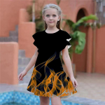 Mergaičių suknelės su mėlyna liepsna ra&scaron;tu, vaiki&scaron;ka, vakarėliui skirta suknelė, laisvai priglundanti, trumpomis rankovėmis sijonas, skirtas mergaitėms nuo ketverių metų 80 mėlyna