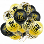 15 vnt 18-ojo gimtadienio balionų dekoro 12 colių konfeti latekso balionai, skirti 18 20 30 70 metų gimtadieniui &scaron;vęsti 12inch black