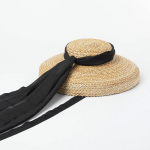 Didelis plataus kra&scaron;to plok&scaron;čias vir&scaron;us &scaron;iaudinė kepurė nuo saulės Madinga vasara su ilgomis juostinėmis skrybėlėmis moterims Atostogų senovinis paplūdimio skydelis 56-58cm juoda