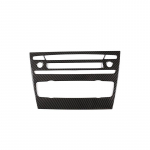 Anglies pluo&scaron;to stiliaus automobilio centrinės konsolės garso reguliavimo ir oro kondicionavimo rankenėlių rėmelio dangtelio apdaila BMW 3 serijos E90 2005 - 2010 2011 Carbon Texture