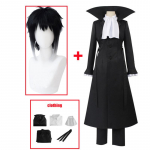 Anime Bungo Stray Dogs Akutagawa Ryunosuke Cosplay Kostiumas Ilgas Paltas Juodas Vienodas Kostiumas Helovino Kalėdinės &Scaron;ventės Drabužiai L-(Suit+Wig)