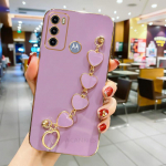 Plating Love Heart apyrankės dėklas, skirtas Motorola Moto G60 G20 G30 G50 4g 5g G22 E20 G10 G52 G8 G9 E7 Power Play Plus grandinės dangtelis Moto G22