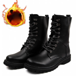 Vyri&scaron;ki auk&scaron;ti sniego batai, atsparūs vandeniui, izoliuoti, &scaron;ilti odiniai kailiu pamu&scaron;alu žieminiai, neslystantys guminiai žygio batai laisvalaikiui lauke 40