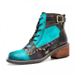 &bdquo;Johnature&ldquo; rankų darbo kontrastingi trumpi batai retro stiliaus laisvalaikio patogūs natūralios odos moteri&scaron;ki batai