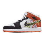 Air Jordan 1 Mid GS Gėlių ra&scaron;to vaiki&scaron;ki sportbačiai Oranžiniai Balti Juodi DQ8390-100 36.5