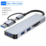 8 in 2 tipo C prijungimo stoties USB skirstytuvo adapteris USB C &scaron;akotuvas 5 Gbps didelės spartos perdavimo USB 3.0 2.0 3.5 garso lizdas SD/TF kortelių skaitytuvo OTG adapteris 5 in 2