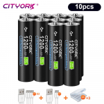 CITYORK 1,5 V USB ličio jonų AA+AAA įkraunamos baterijos AAA 1200mWh AA 3000mWh ličio 1,5v AA AAA baterija su USB kabeliu 10aaa