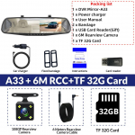 E-ACE automobilinis DVR veidrodinis prietaisų skydelis, dvigubas objektyvas, galinis vaizdas FHD 1080P automatinis prietaisų skydelio vaizdo įra&scaron;ymo registratorius With TF 32G Card