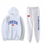 Moteri&scaron;ki drabužiai Sturniolo Triplets Hoodie Jogger Kelnės Dviejų dalių komplektas Megztiniai+Merginukai Fresh Love Logo Vyri&scaron;kas Moteri&scaron;kas komplektas M balta