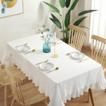 Staltiesė Lotus Medvilniniai lininiai nėriniai Stačiakampiai Paprasta Europos vestuvių staltiesė Eleganti&scaron;kas stalo užvalkalas valgomojo stalo renginiams 90x90CM balta