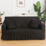 Labai elastingas, tamprus pagalvėlė sofos užvalkalas su sijonu Seersucker sofos užvalkalas Lengvai montuojamas baldų apsaugas 2-seater 145-185cm