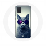 Coque Samsung Galaxy A51 Chat Lunettes Style