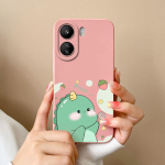 Skirtas &bdquo;Xiaomi Redmi Note 13 Pro 13R 13C K60 Ultra K70 Pro K70E&ldquo; dėklui mielam dinozaurui, auk&scaron;tos kokybės matiniam skysto silikono galinio dangtelio apsauginiam korpuso buferiams redmi 13C 5G