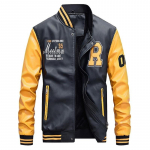 Striukė Vyri&scaron;ki Siuvinėjimai Beisbolo striukės Pu odiniai paltai Slim Fit College Pilot Casaco Masculino XS raudona