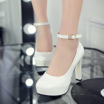 Eleganti&scaron;ki batai Moterims platforma Stiletto Auk&scaron;takulniai Kasdieniai odiniai pompos Sagtis Dirželis Trend Balta Dizainerinė suknelė Vakarėlis apvalus nosis Moteri&scaron;ki batai 39