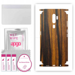 apgo Protective Skin Sticker for the back+sides compatible with Oppo A5 (2020), Full Wrap Film, Foil, Vinyl - Pattern Tigerwood