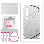 apgo Protective Skin Sticker for the back+sides compatible with Xiaomi Mi Note 10 Pro, Full Wrap Film, Foil, Vinyl - Pattern White Marble