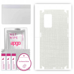 apgo Protective Skin Sticker for the back+sides compatible with Oppo K10, Full Wrap Film, Foil, Vinyl - Pattern White Fabric