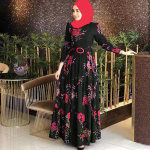 Moteri&scaron;ka rudeninė musulmonė Kaftan Abaya Solid Eleganti&scaron;ka Dubajaus islamo kieto mai&scaron;o mar&scaron;kinėlių suknelė