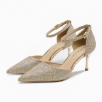 Kalnų kri&scaron;toliniai auk&scaron;takulniai sandalai Seksualūs tu&scaron;čiaviduriai auk&scaron;takulniai batai su sagtimi smailūs sandalai moteri&scaron;ki 34