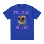 A&scaron; tiesiog mergina Liūdnas žiurkėnas Mielas Juokingas Meme mar&scaron;kinėliai Vyri&scaron;ki mar&scaron;kinėliai su i&scaron;kirpte trumpomis rankovėmis Unisex Kawaii esteti&scaron;ki mar&scaron;kinėliai. S juoda