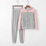 Women Solid Color Hooded Sweatshirt and pant Tracksuit Sport Suit
