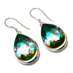 Bi-Color Tourmaline Gemstone 925 Sterling Silver Gift Jewelry Earring 1.77 i2q91