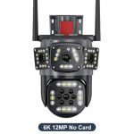 12MP 6K kelių objektyvų &bdquo;WiFi&ldquo; kamera lauko judesių stebėjimas, trys ekranai 360&deg; vaizdas IP kameros saugos apsauga PTZ vaizdo stebėjimas 6K 12MP No Card