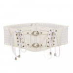 Reguliuojamas korseto diržas Odinis platus juosmuo Korsetas Madingi nėriniai Cummerbunds apranga balta