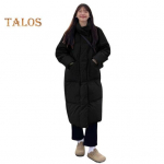 Žieminis pūkinis paltas pastorintas pamink&scaron;tintas stovas apykaklė, kaklo apsauga iki kelių, ki&scaron;enės užtrauktuku Užsegimas nuo vėjo atsparus &scaron;ilumą sulaikantis kasdienis &scaron;altas oras vir&scaron;utiniai drabužiai 2XL balta