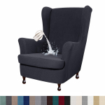 Vandeniui atsparus sparnuotas kėdės užvalkalas, 2 dalių tamprus spandex audinio, sparnuotas kėdės užvalkalas Wingback fotelio užvalkalas su elastingu dugnu gyvenamajam miegamajam W33xD36xH45inch