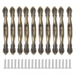 10 rinkinių bronzos atspalvio rankenų-traukiklių spintelių furnitūra komodų stalčiams, drabužių spintai, namams, biurui