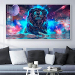 Gyvūnų aliejinis paveikslas fluorescuojantis liūtas animacinis menas drobės pie&scaron;inys svetainės koridorius biuras namų dekoravimas freska be rėmo 20*40cm No Frame