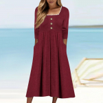 Moteri&scaron;kos laisvalaikio mados ilgomis rankovėmis kvadratinės apykaklės nėriniai vienspalvės vintažinės ilgos suknelės su ki&scaron;enėmis rudeniui ir žiemai S balta