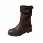 Rudens Žiemos Vientisos Spalvos Atsparūs Dėvėjimuisi 2024 Kar&scaron;tai Parduodami Batai Moterims Plok&scaron;čiapadžiai Apvalia Nosimi Moteri&scaron;ki Batai Botines De Mujer 35 juoda