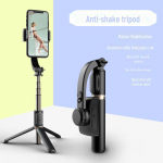 Bluetooth asmenukių lazda su stabilizatoriumi, apsauga nuo drebėjimo, LED papildoma &scaron;viesa ir mini rankinis gimbal trikojis vlogingui Q08 juoda