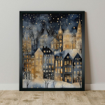 &Scaron;ventinio kaimo kalėdinio plakato meno spausdinimas, &scaron;ventinės dekoracijos ir linksmų Kalėdų svetainės miegamojo drobės tapybos dekoravimas 21*30cm No Frame