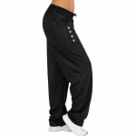 Moteri&scaron;kos vienspalvės laisvos laisvalaikio rai&scaron;telių sportinės bėgimo laisvalaikio kelnės L juoda