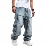 Džinsai Vyrams Vyri&scaron;ki tiesūs džinsiniai krovininiai kelnės Biker Jeans Vyri&scaron;ki laisvi mėlyni džinsai 30 mėlyna