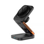 3 viename sulankstomas magnetinis belaidžio įkroviklio stovas, skirtas iPhone 16, 15 14, 13, 12 Pro/Max/Plus, AirPods 3/2 laikrodžių stoties doko greitojo įkroviklio laikiklis