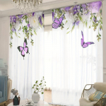 2 skydelis drugelis Voile permatomas užuolaidos permatomas užuolaidos miegamojo svetainei langinės Lango dydis gali būti pritaikytas kortina 140W160H(CM)55x63in&Grommet Top