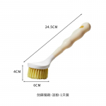 Daugiafunkcinis nailoninis puodo &scaron;epetys su ilga rankena, indų dubens &scaron;epetys, virtuvės valymo &scaron;epetys, valymo įrankis su buko medžio rankena rožinė