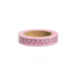 Washi Tape rose avec C&oelig;ur origami - 15 m x 1 cm