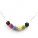 Pierres et Min&eacute;raux. Collier perles Tourmaline multicolore + Onyx noir mat 8 mm. Chaine en Collier femmes, hommes. Taille personnal