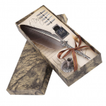 English Calligraphy Feather Dip Quill Pen Writing Ink Set Stationery Gift Box with 5 Nibs juoda