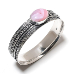 Pink Opal Gemstone Handmade 925 Sterling Silver Cuff Bangle 7.5 w9o12
