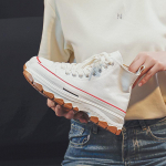 Retro stiliaus laisvalaikio moteri&scaron;ki batai 2024 m. Nauji Storas padas Universalūs Pakelti Komforti&scaron;ki Auk&scaron;takulniai Drobės Batai Zapatos De Mujer Platforma 35 balta